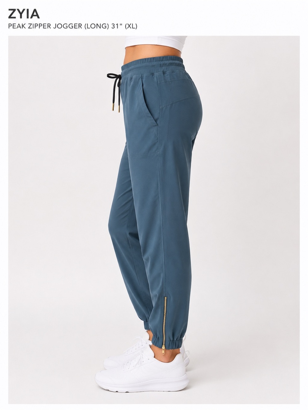 ZYIA Peak Zipper Jogger in Teal Blue